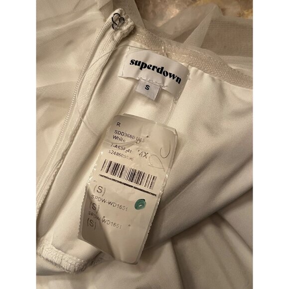 superdown Sonya Bustier Mesh Dress in White Small Womens Strapless Corset - Picture 9 of 9